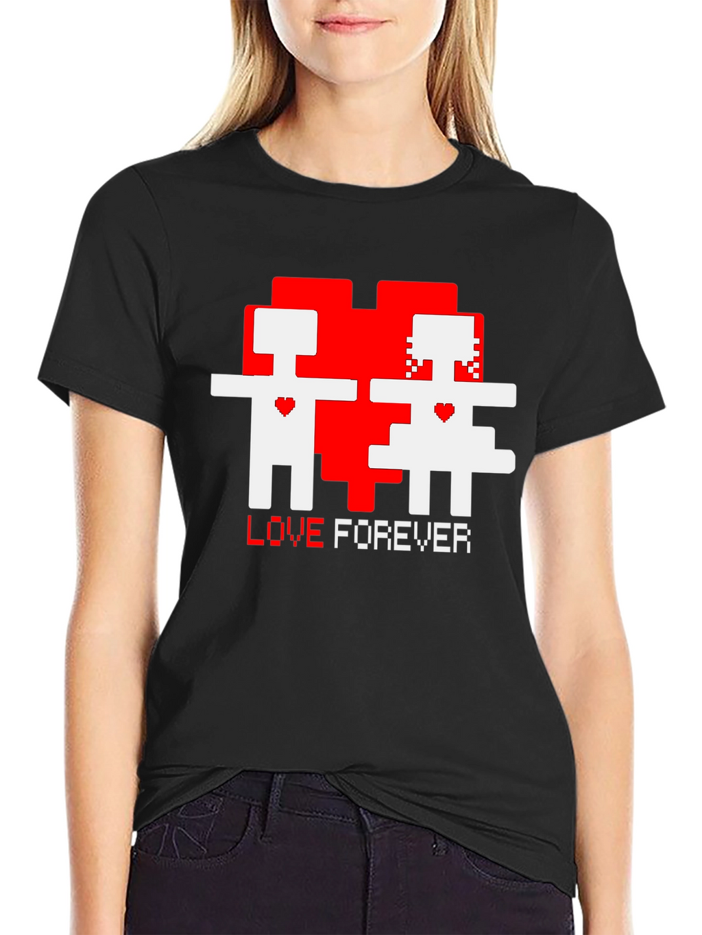 Pixel Love Forever Black T-Shirt