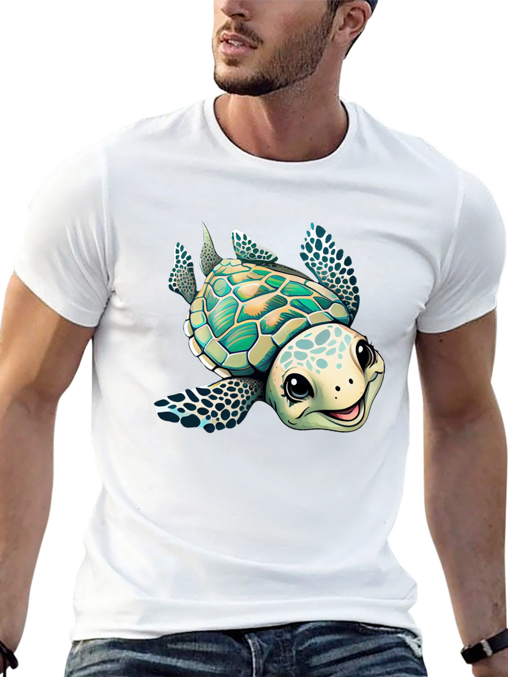 Cartoon Turtle Graphic T-Shirt