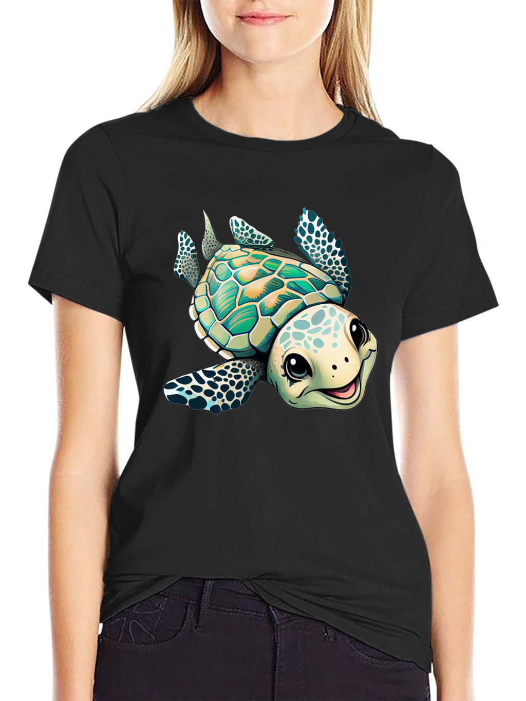 Cartoon Turtle Graphic T-Shirt