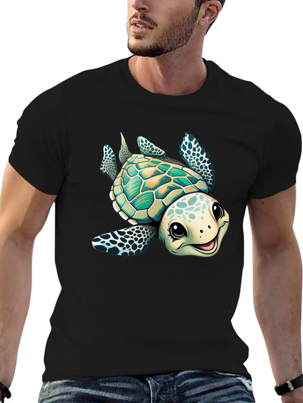 Cartoon Turtle Graphic T-Shirt