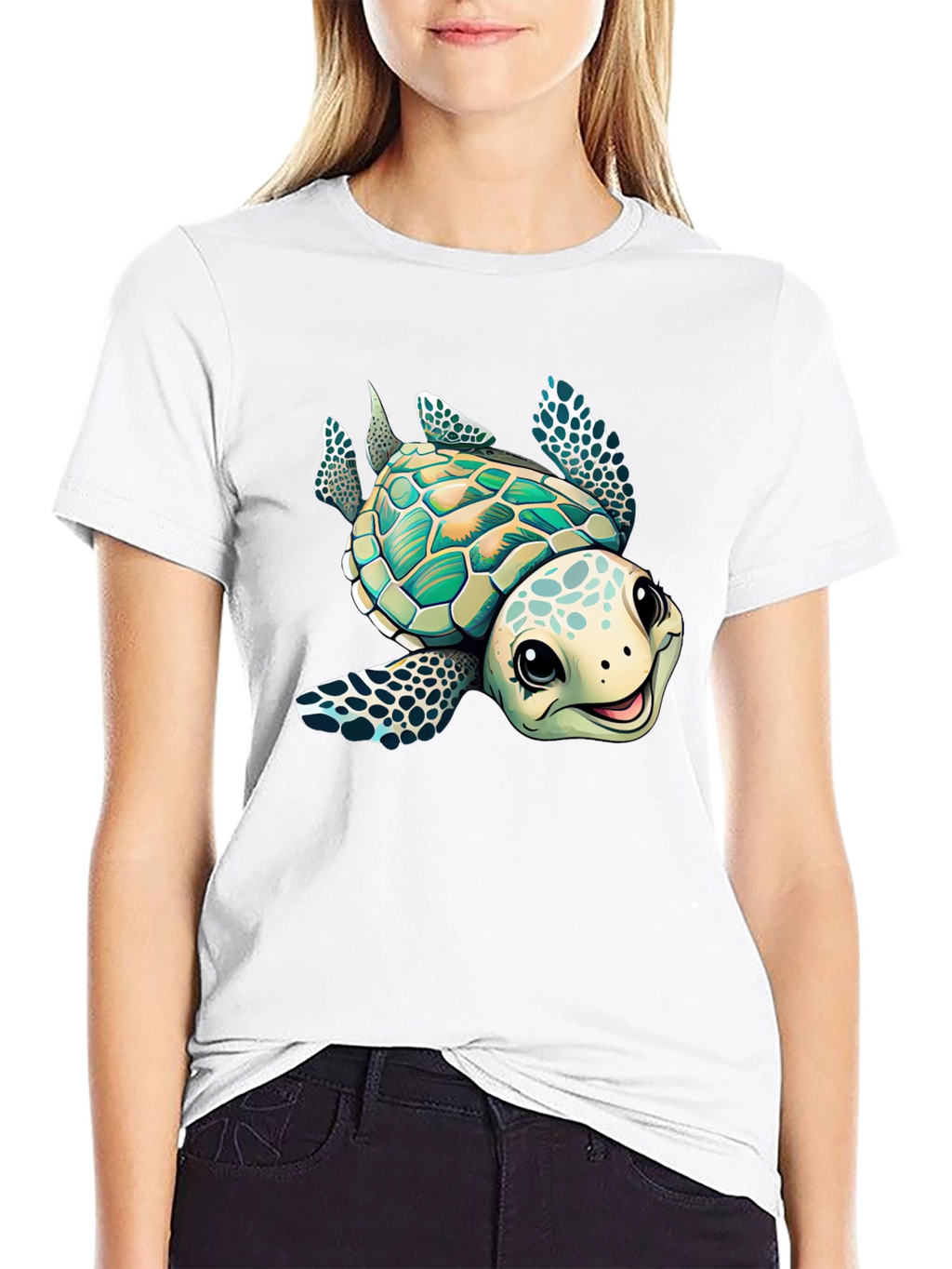 Cartoon Turtle Graphic T-Shirt