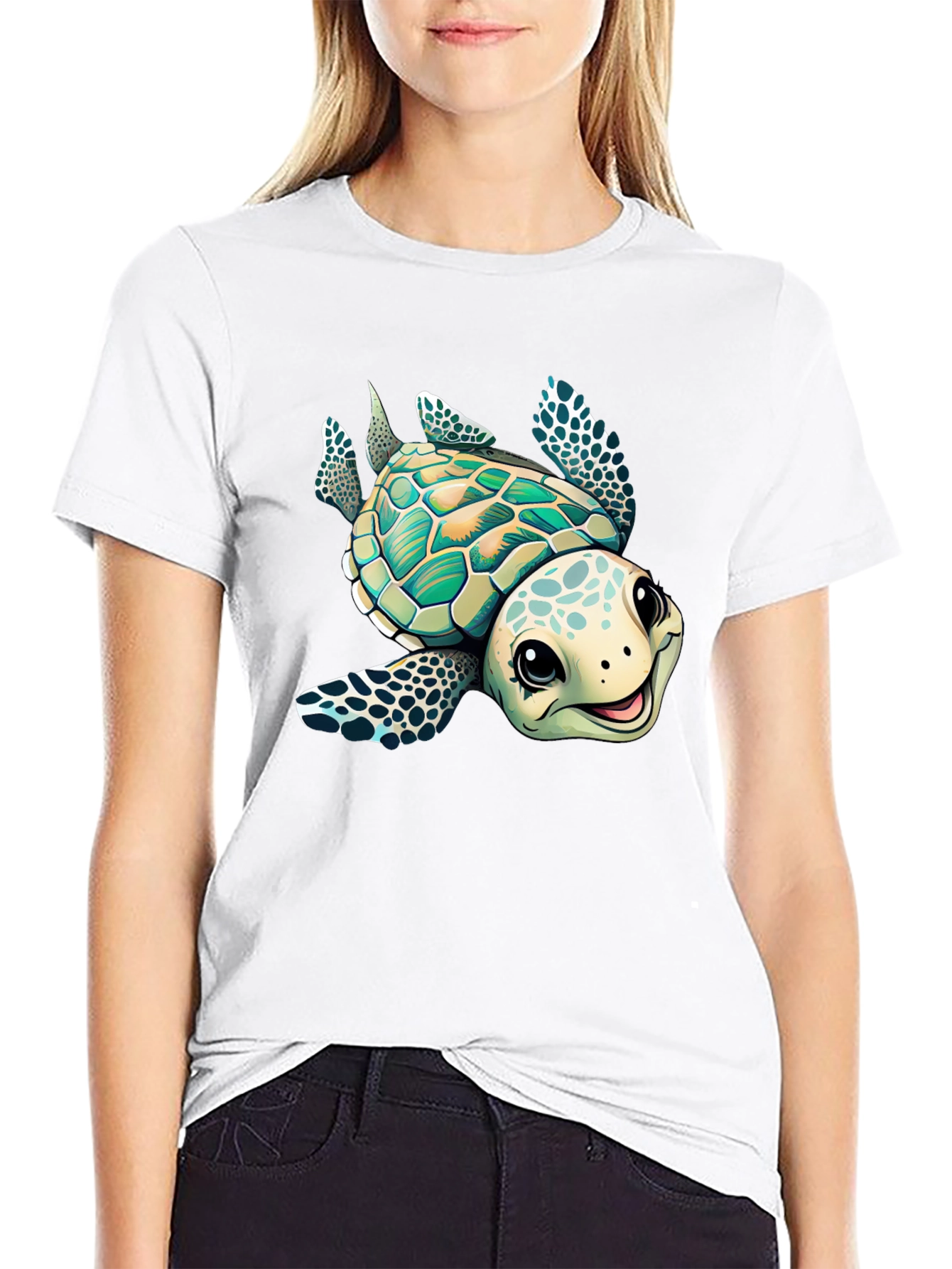 Cartoon Turtle Graphic T-Shirt