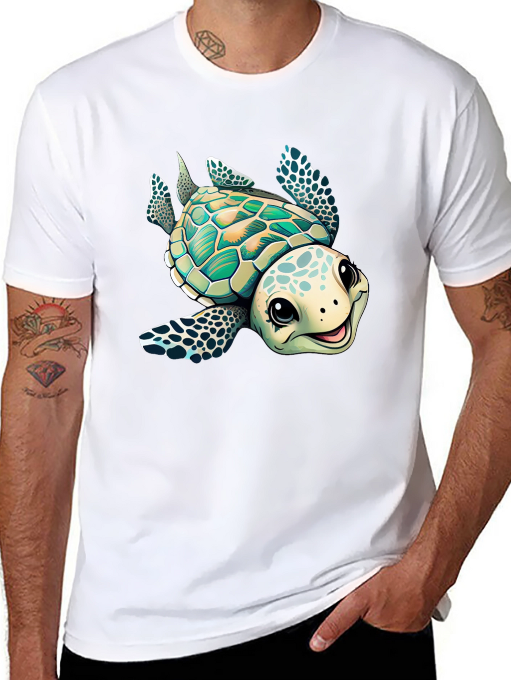 Cartoon Turtle Graphic T-Shirt