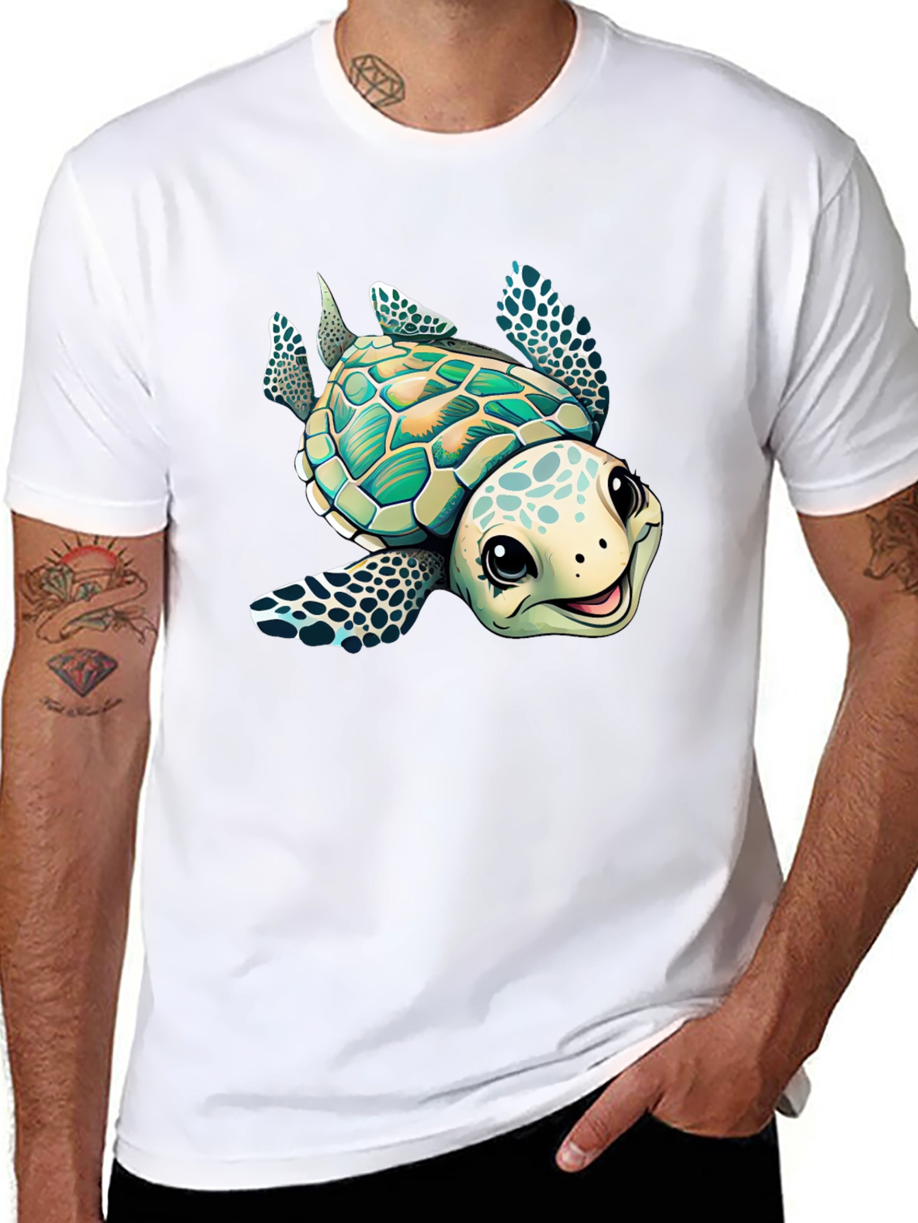 Cartoon Turtle Graphic T-Shirt