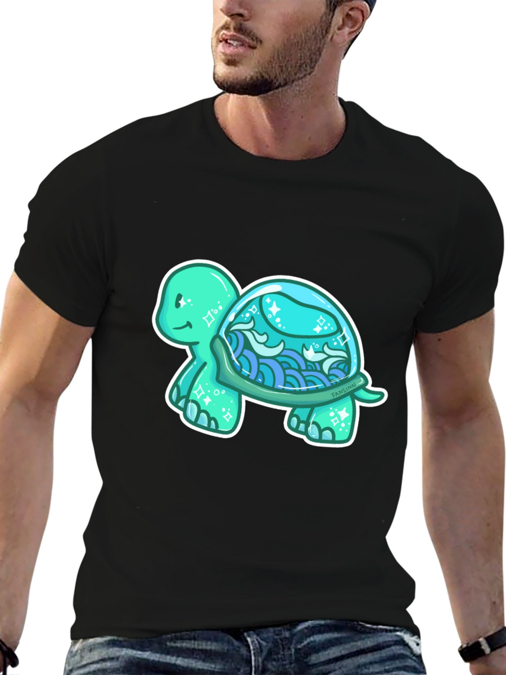 Sea Turtle Graphic T-Shirt - Black Cotton Tee