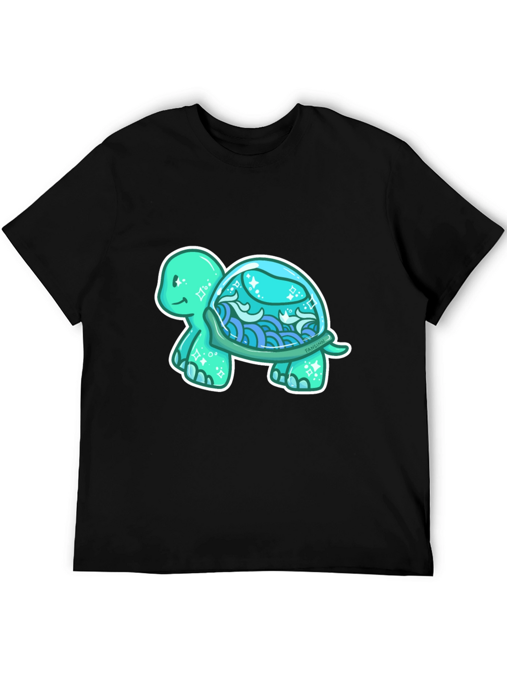 Sea Turtle Graphic T-Shirt - Black Cotton Tee