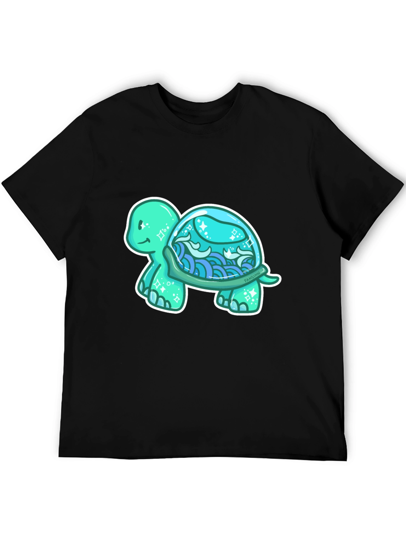 Sea Turtle Graphic T-Shirt - Black Cotton Tee