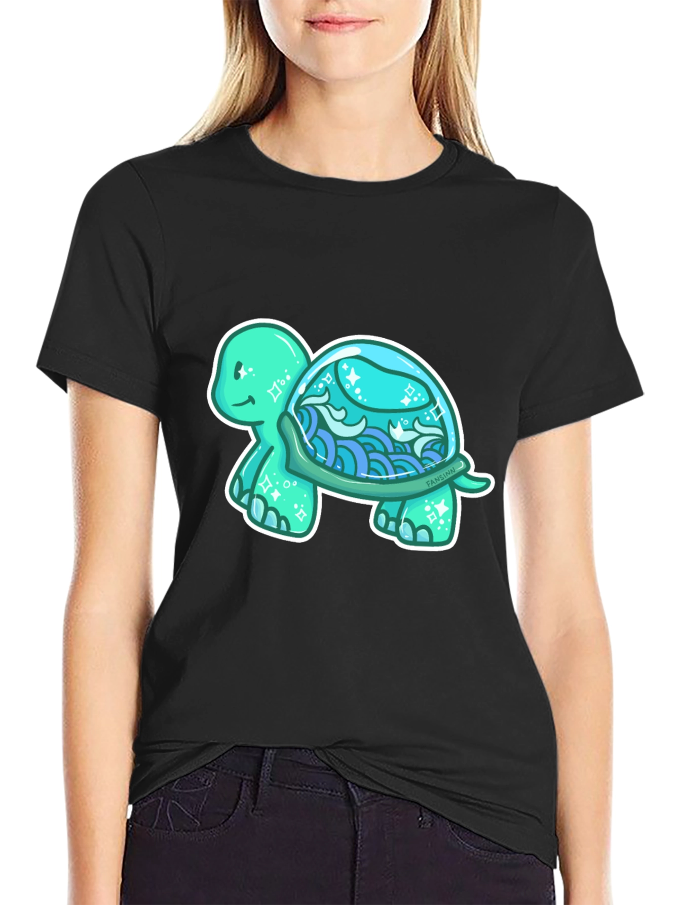 Sea Turtle Graphic T-Shirt - Black Cotton Tee