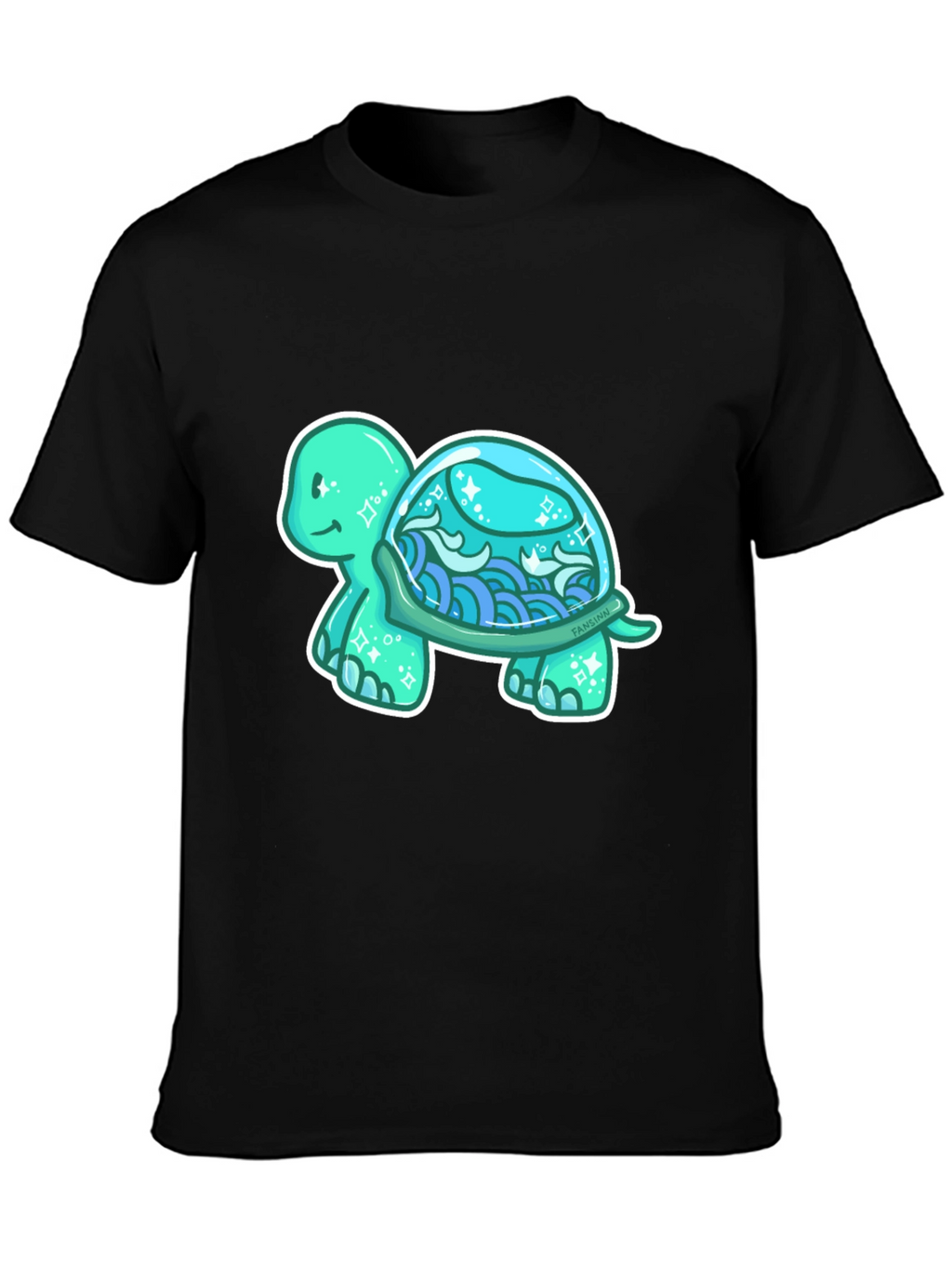 Sea Turtle Graphic T-Shirt - Black Cotton Tee