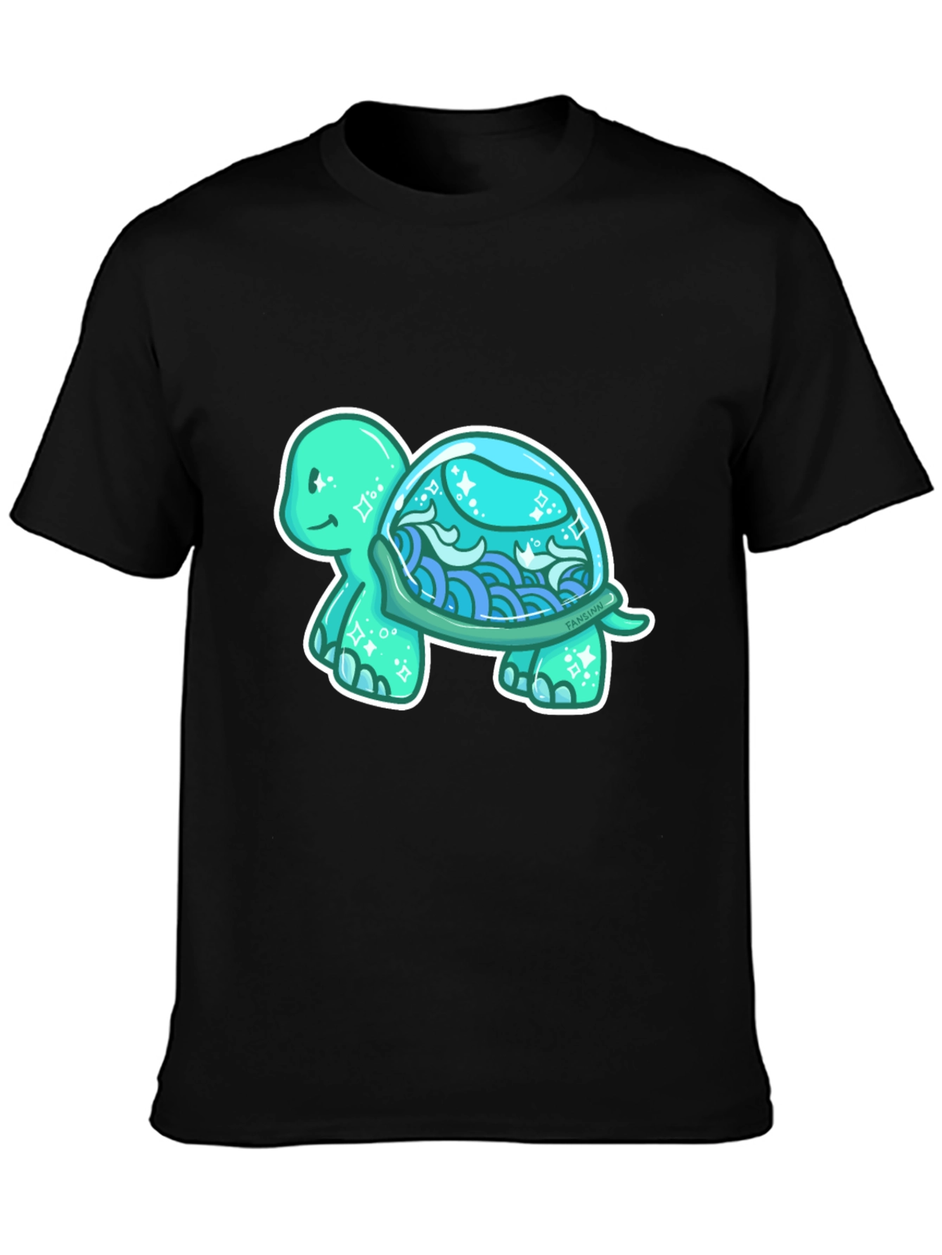 Sea Turtle Graphic T-Shirt - Black Cotton Tee
