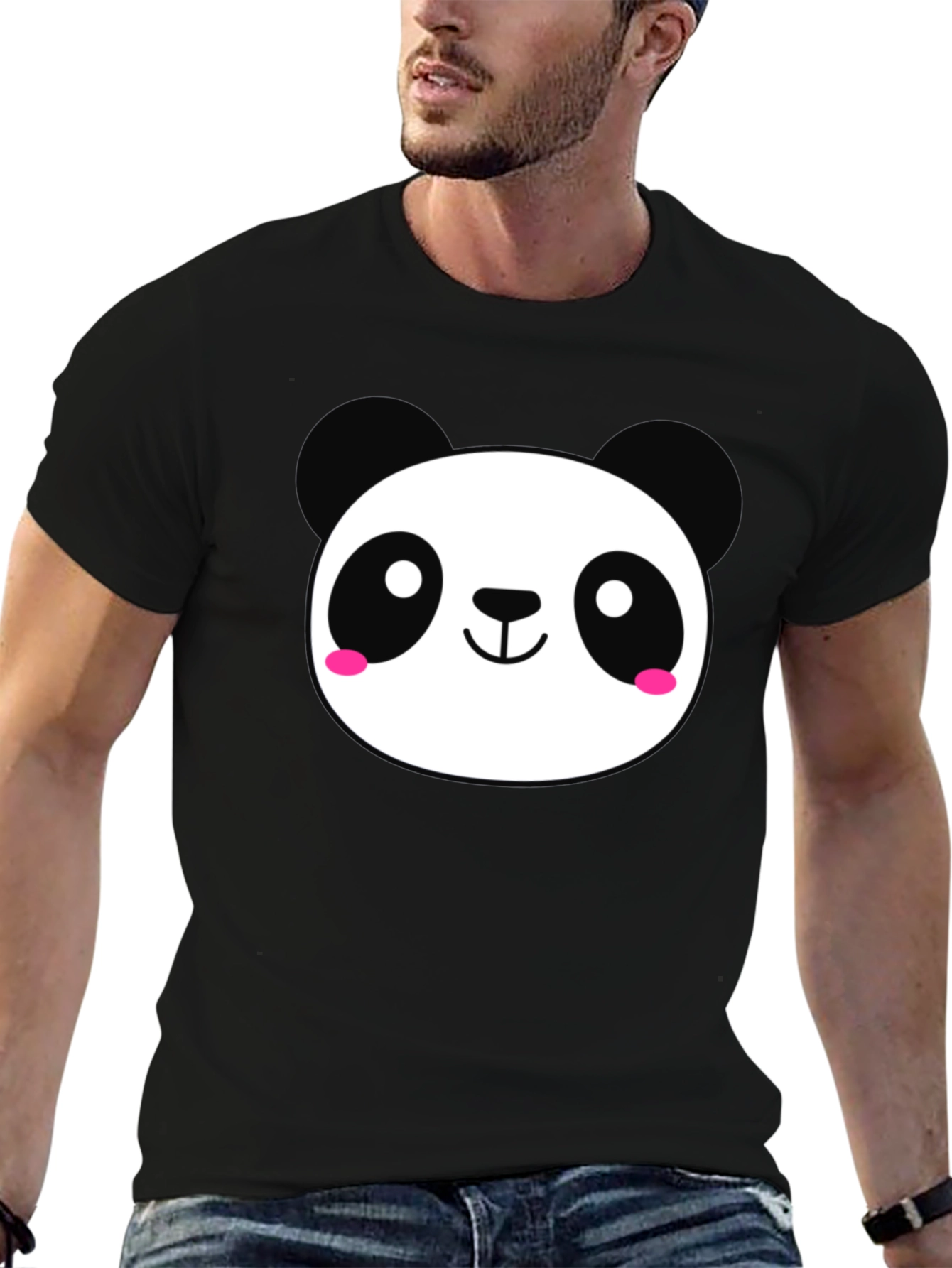 Cute Panda Graphic Black T-Shirt