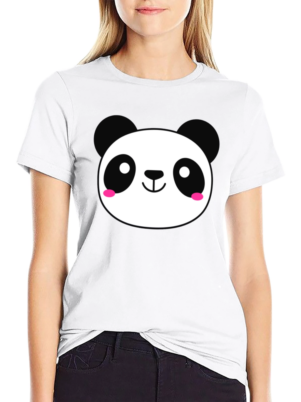 Cute Panda Graphic Black T-Shirt