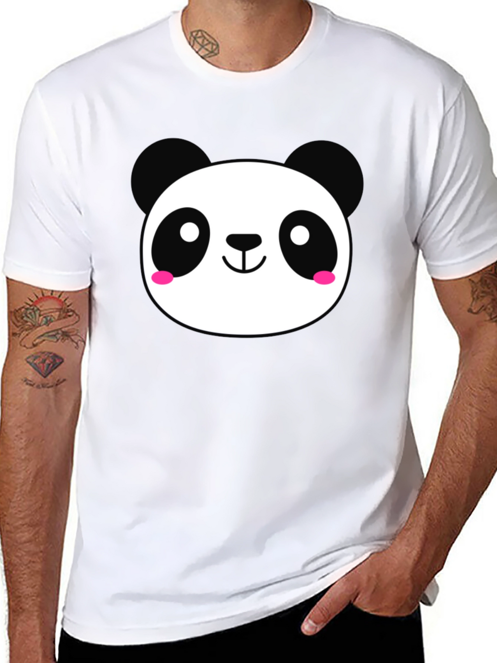 Cute Panda Graphic Black T-Shirt