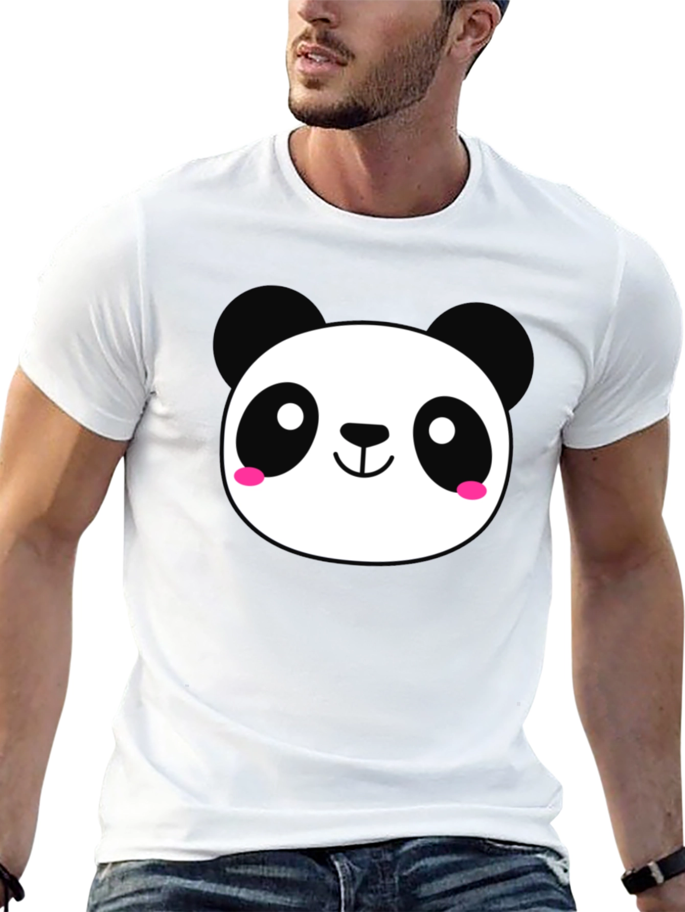Cute Panda Graphic Black T-Shirt