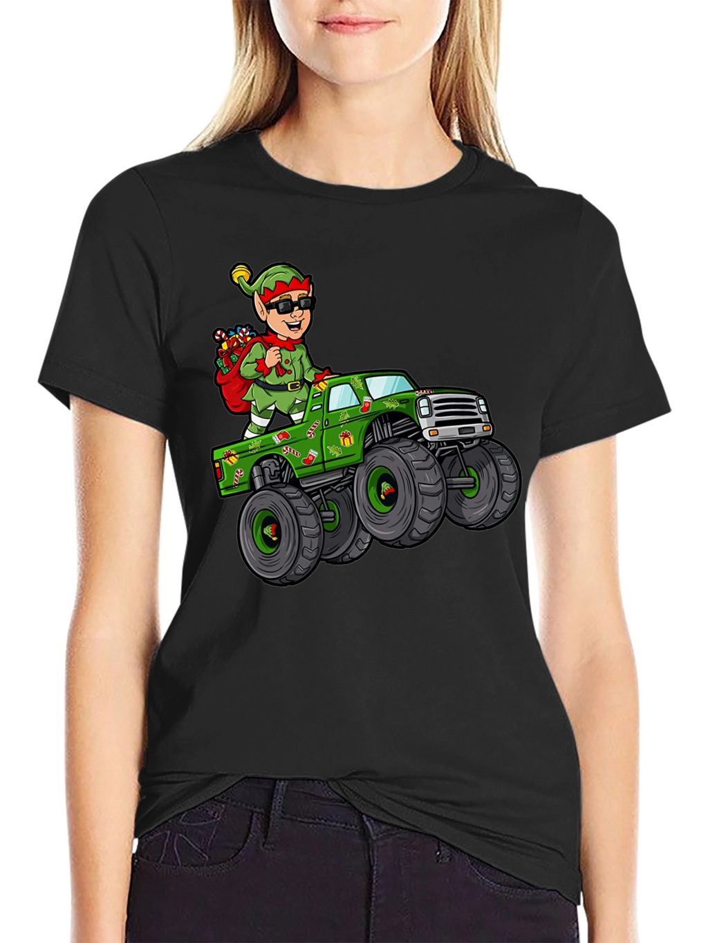 Elf Monster Truck Graphic Tee