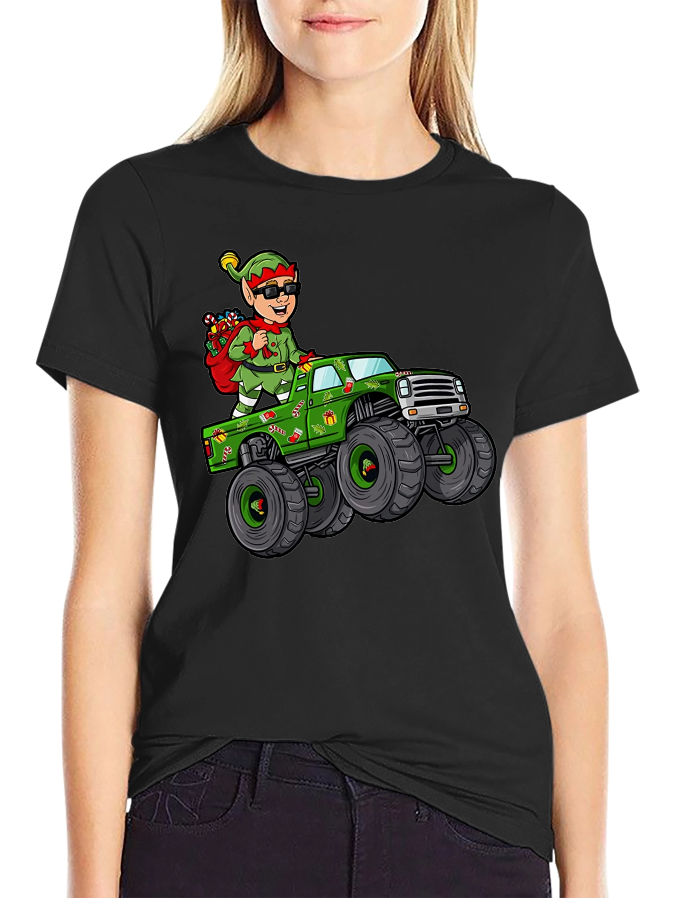 Elf Monster Truck Graphic Tee