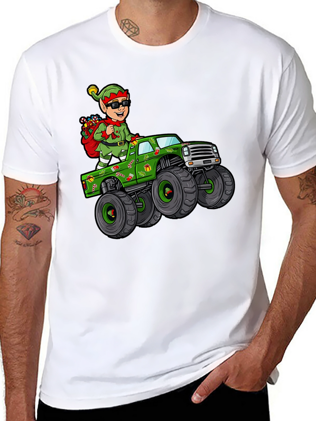 Elf Monster Truck Graphic Tee