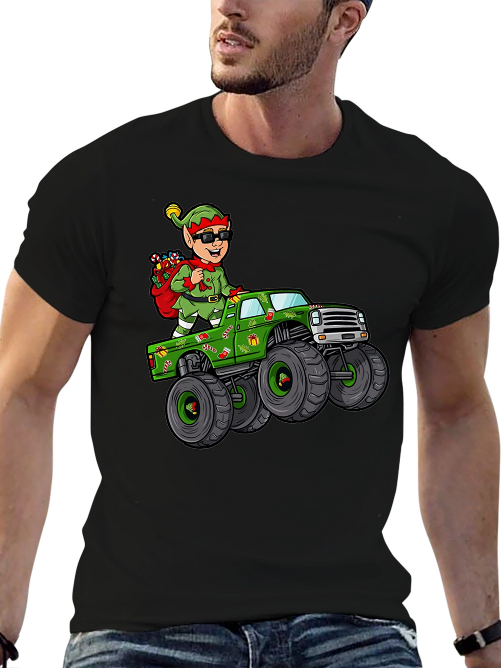Elf Monster Truck Graphic Tee
