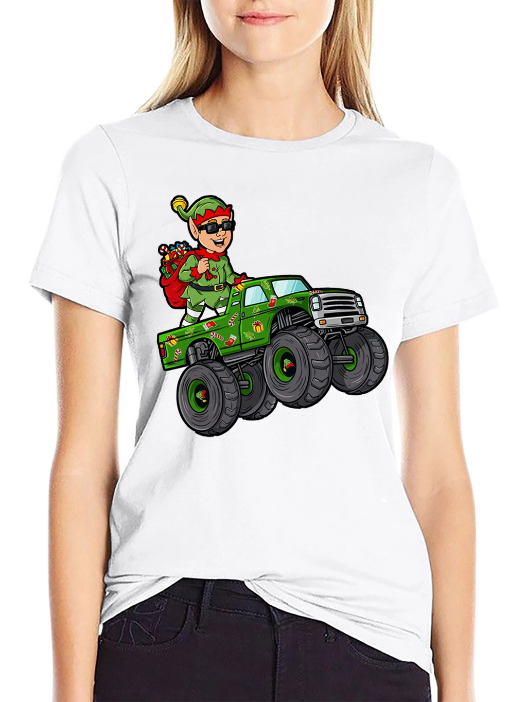 Elf Monster Truck Graphic Tee