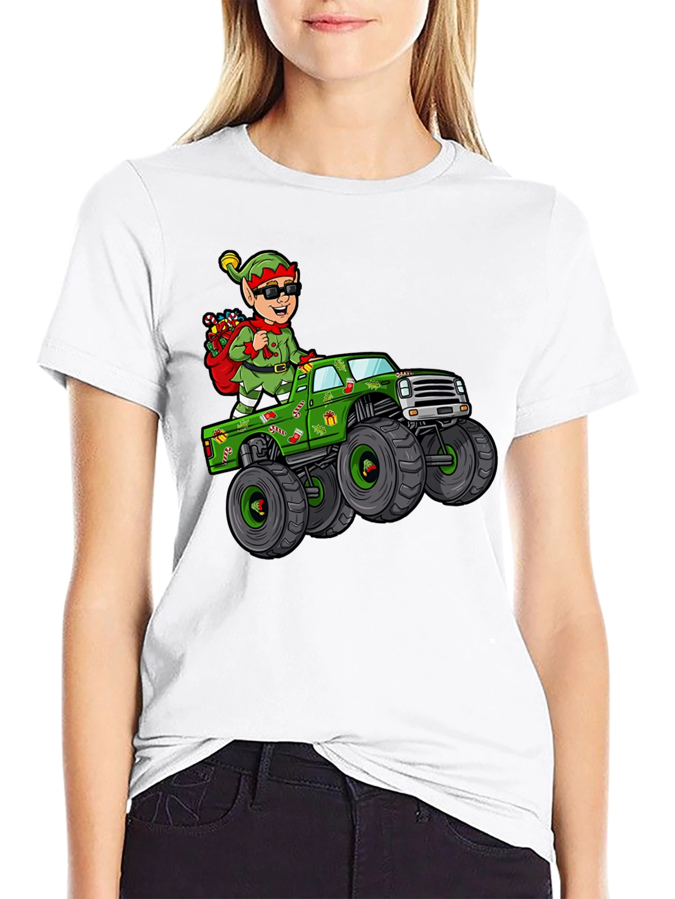 Elf Monster Truck Graphic Tee