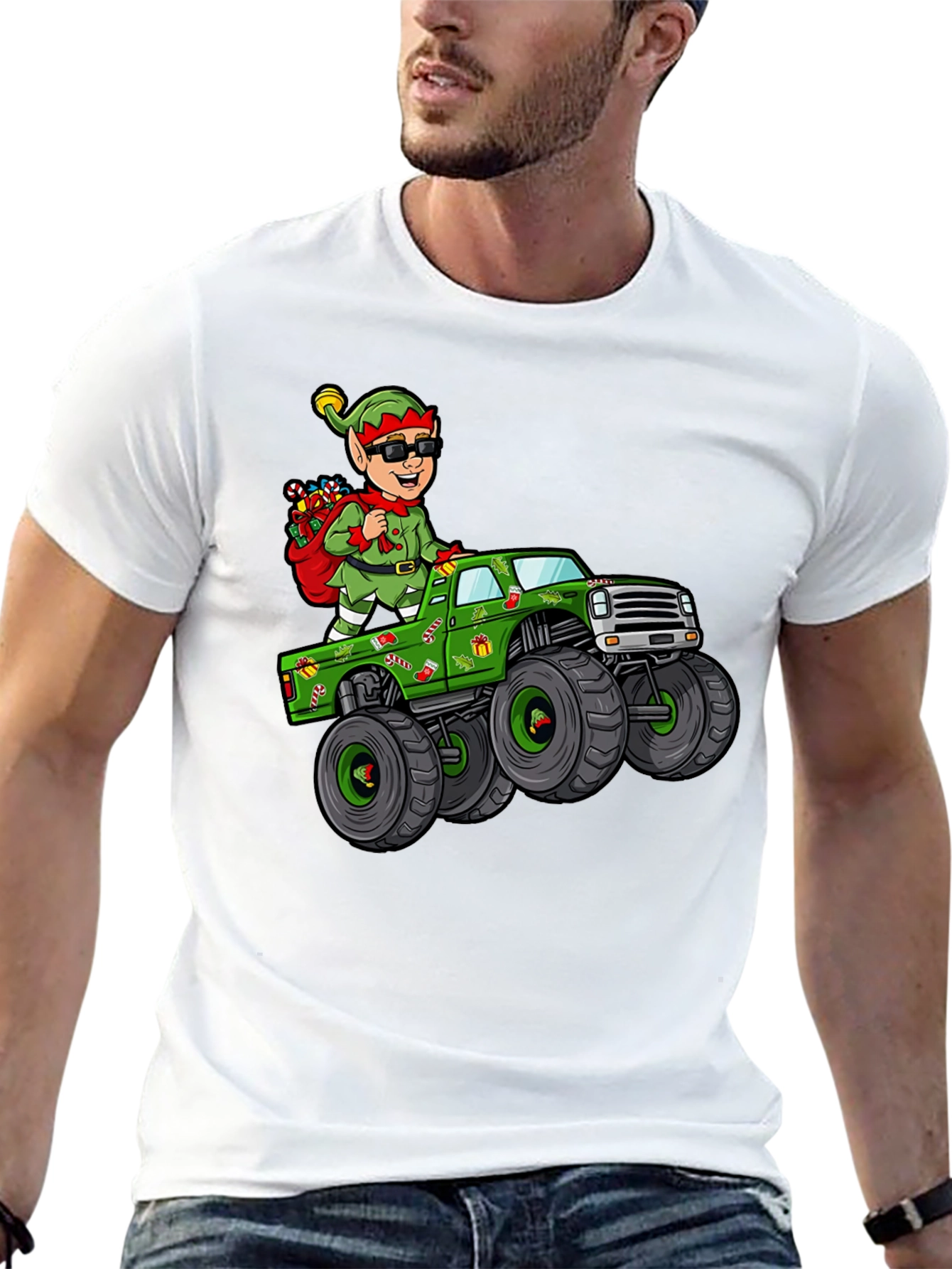 Elf Monster Truck Graphic Tee