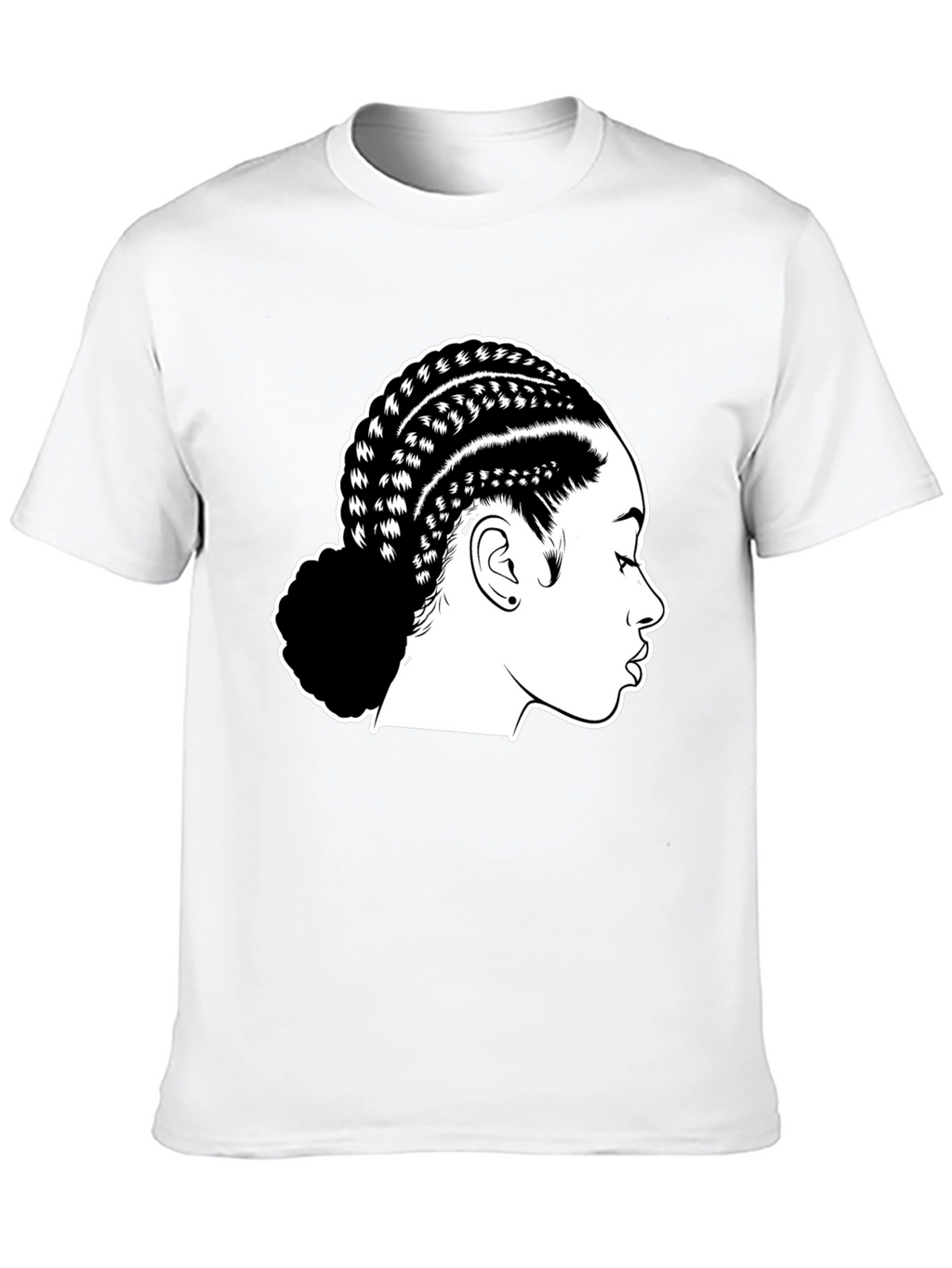 Braided Hair Graphic Black T-Shirt