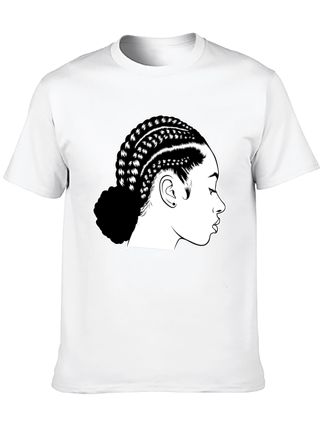 Braided Hair Graphic Black T-Shirt