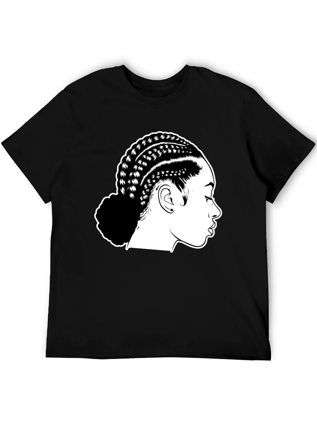 Braided Hair Graphic Black T-Shirt