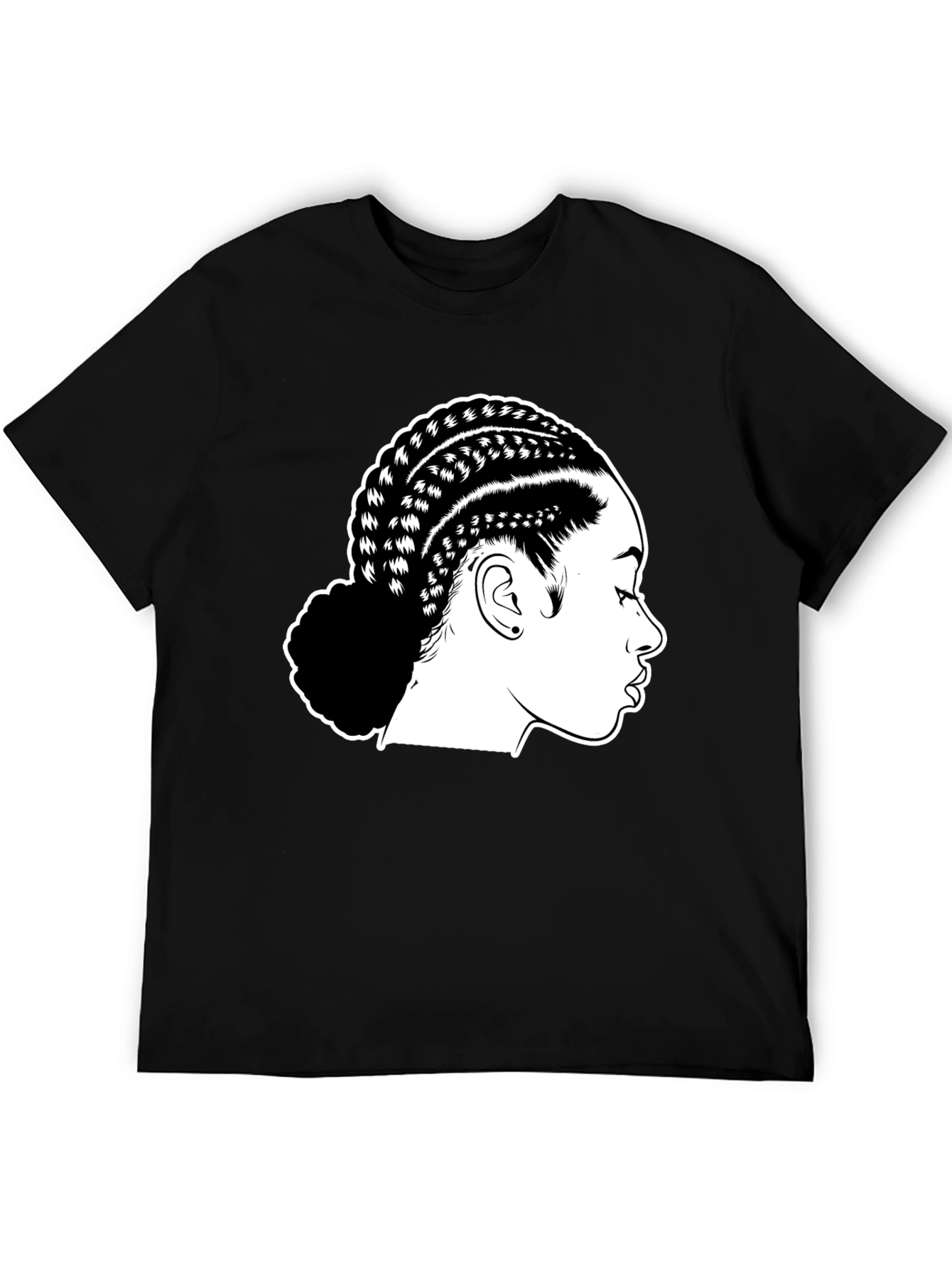 Braided Hair Graphic Black T-Shirt