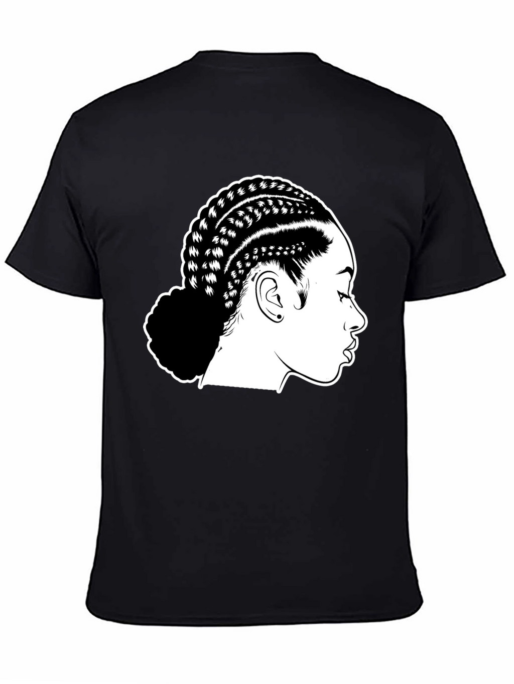Braided Hair Graphic Black T-Shirt