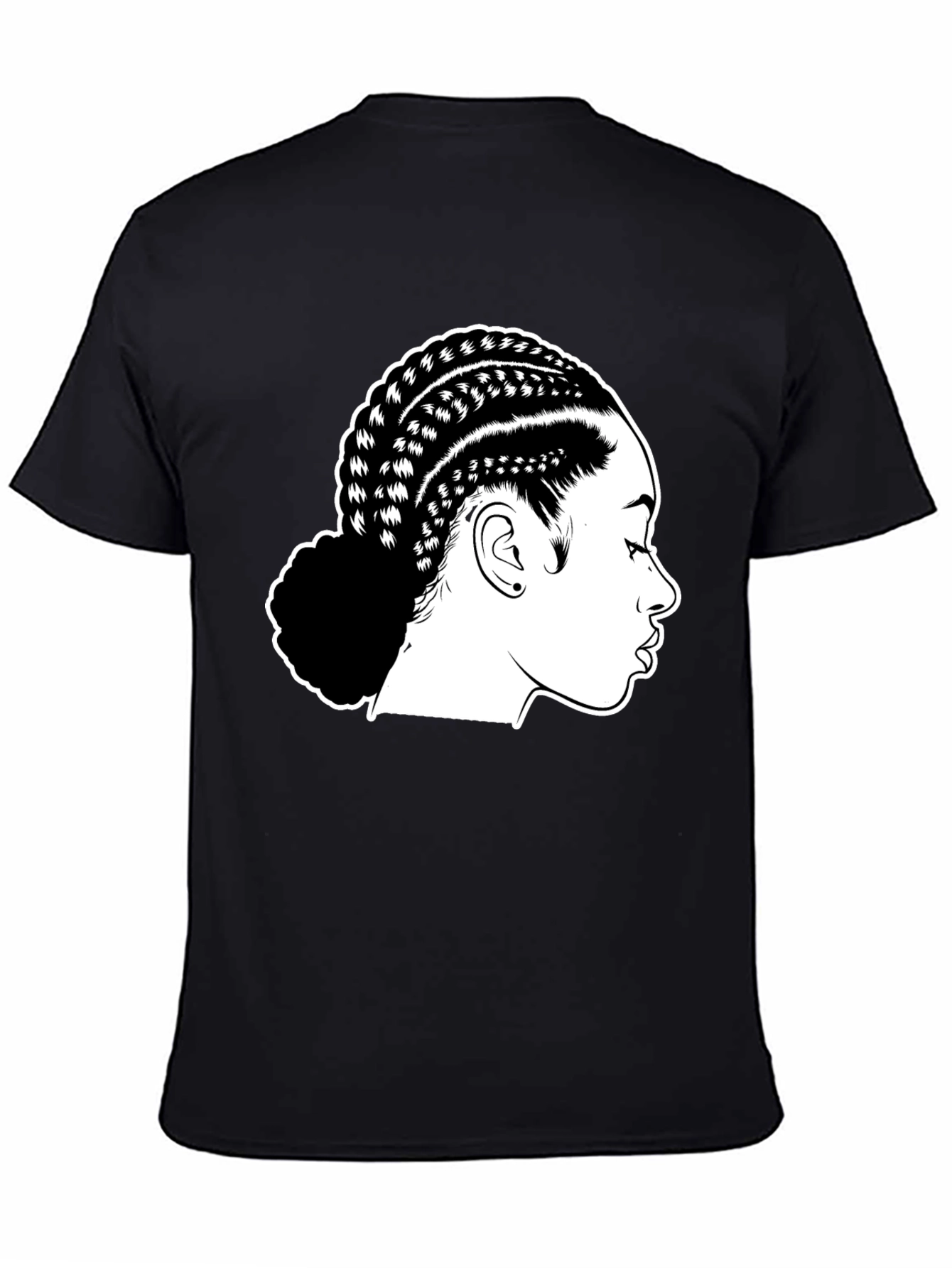 Braided Hair Graphic Black T-Shirt