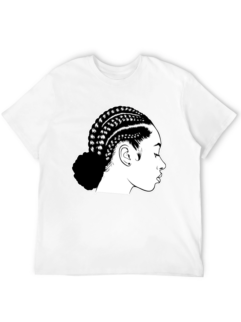 Braided Hair Graphic Black T-Shirt