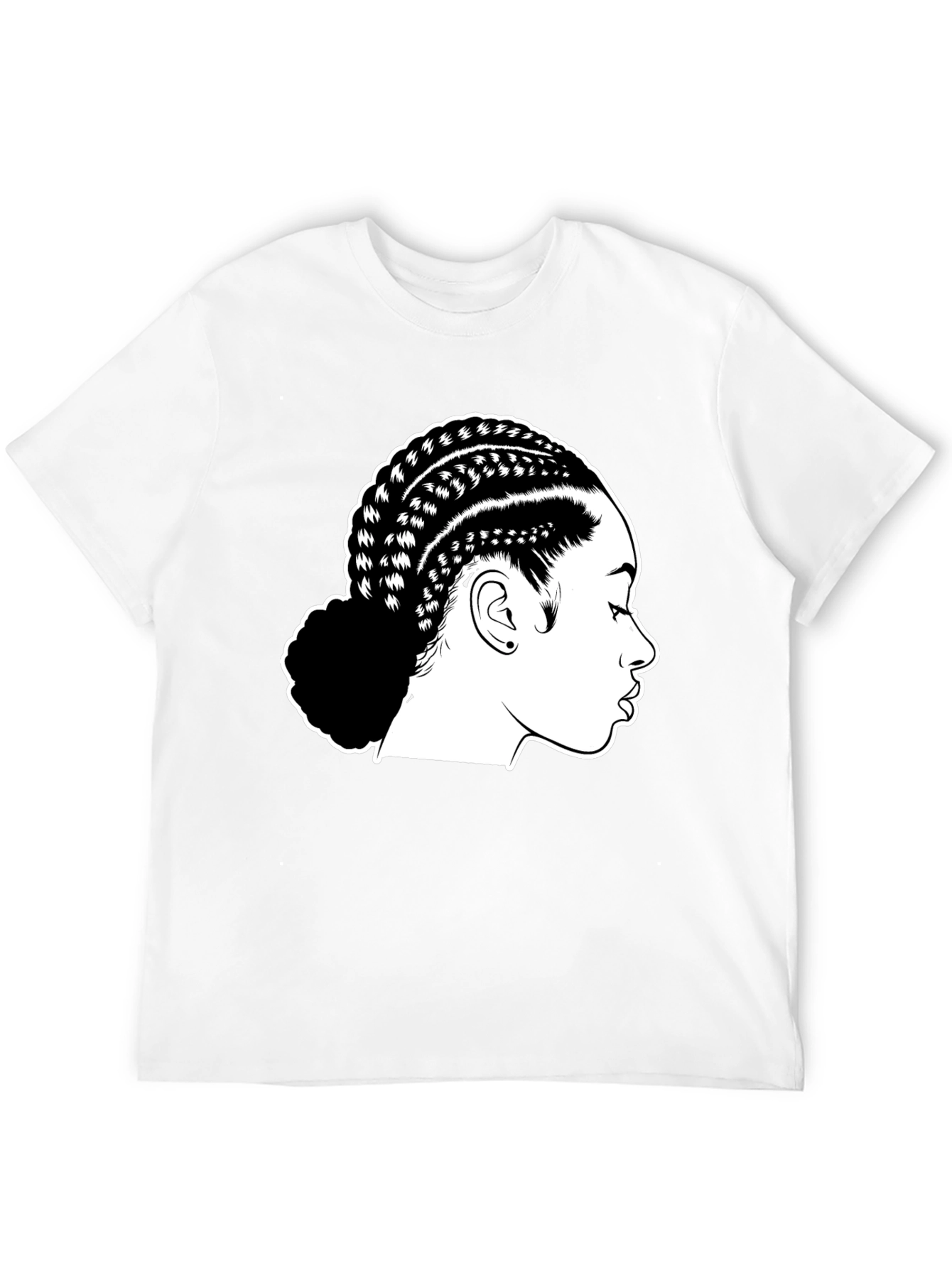 Braided Hair Graphic Black T-Shirt