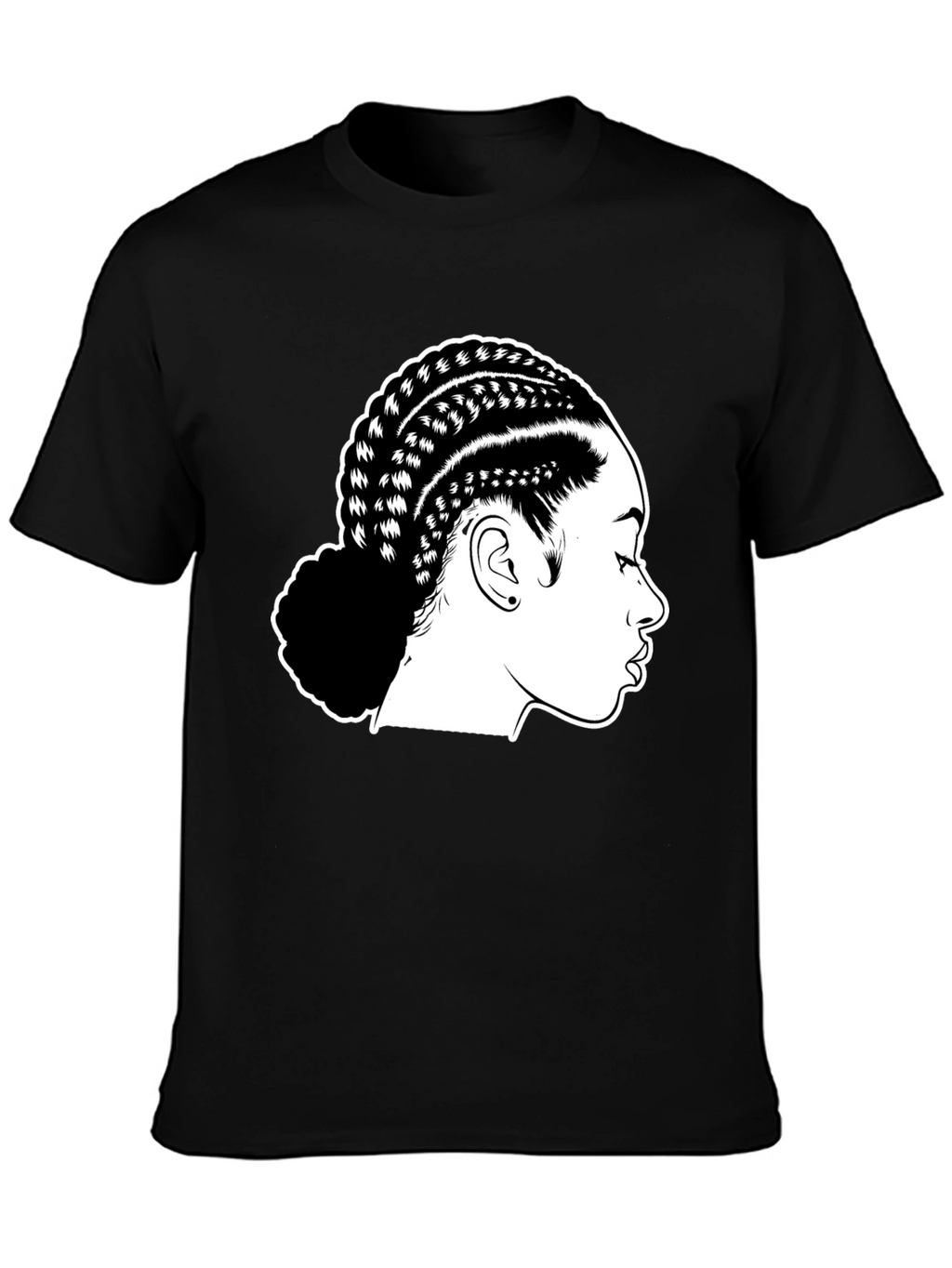 Braided Hair Graphic Black T-Shirt