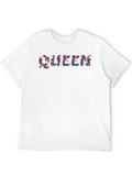 Queen Christmas Pattern Black T-Shirt