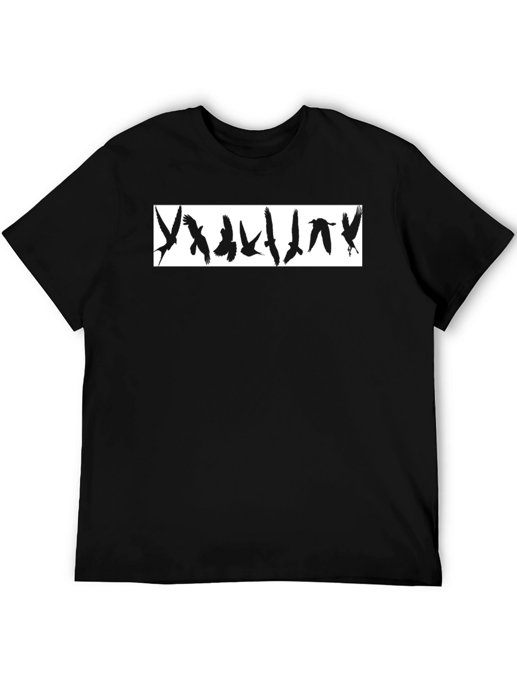 Black Graphic Tee - Flying Birds Design