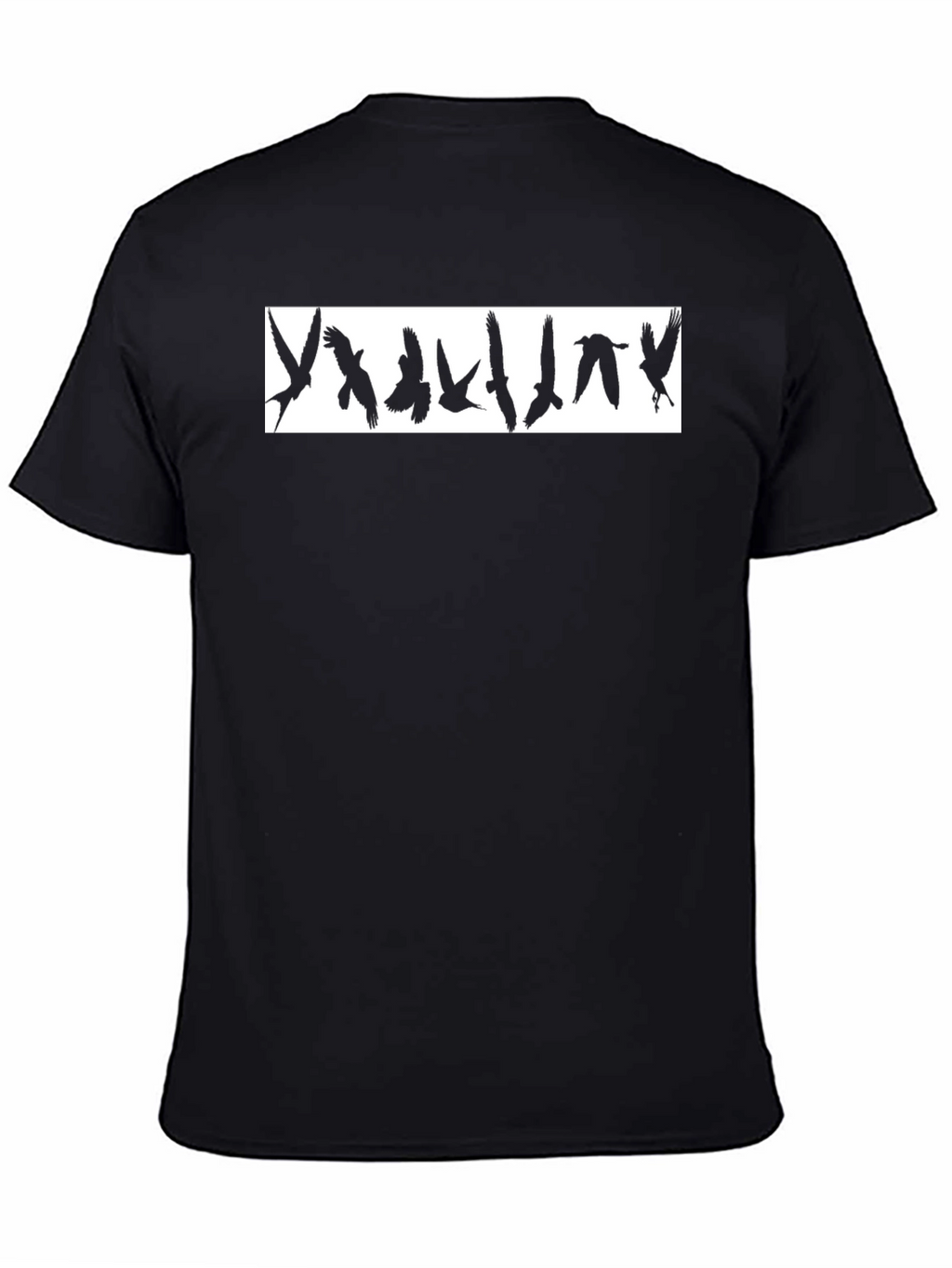 Black Graphic Tee - Flying Birds Design