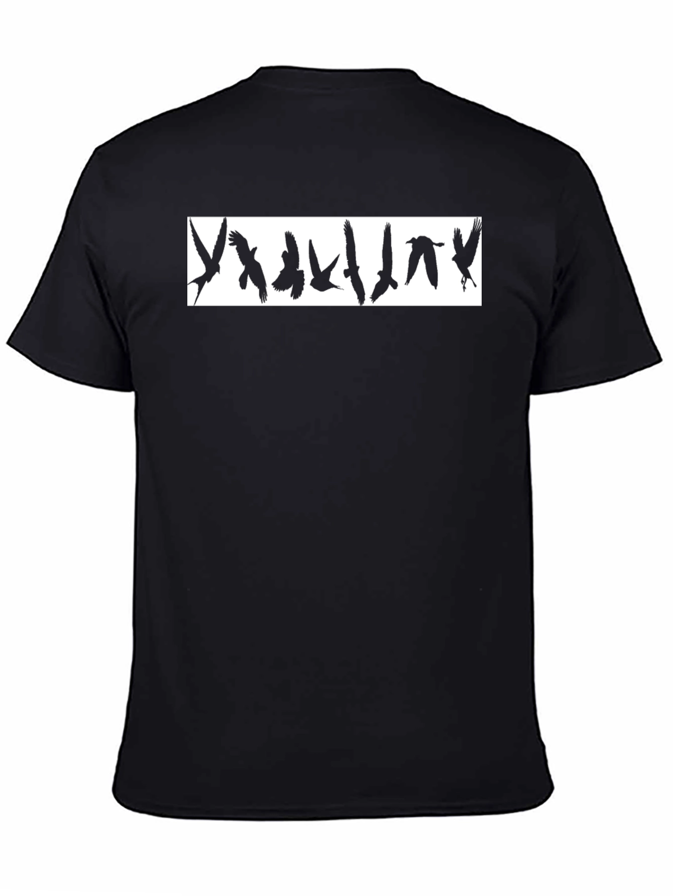 Black Graphic Tee - Flying Birds Design