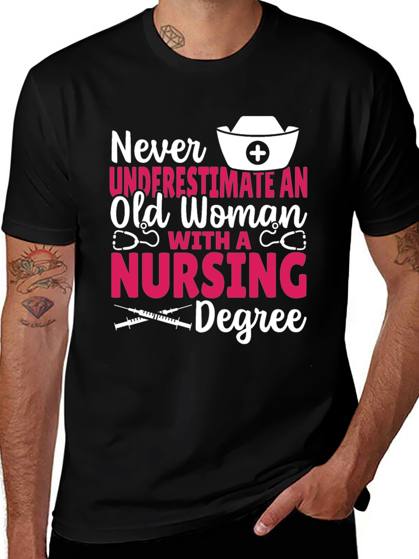 Nursing Degree Graphic Tee - Old Woman Power!
