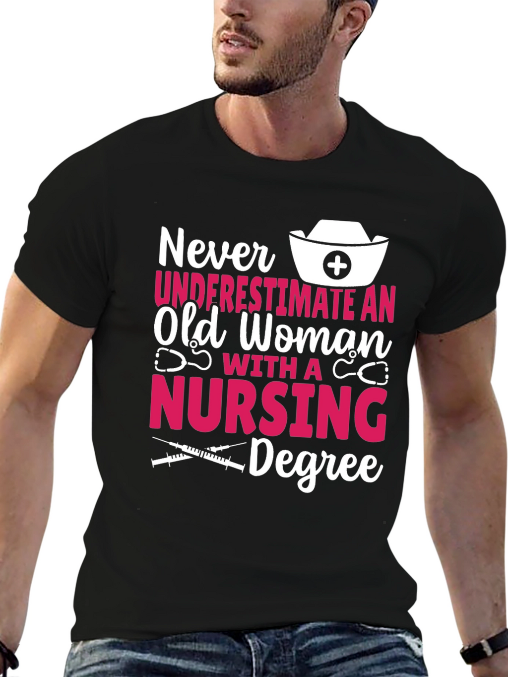 Nursing Degree Graphic Tee - Old Woman Power!