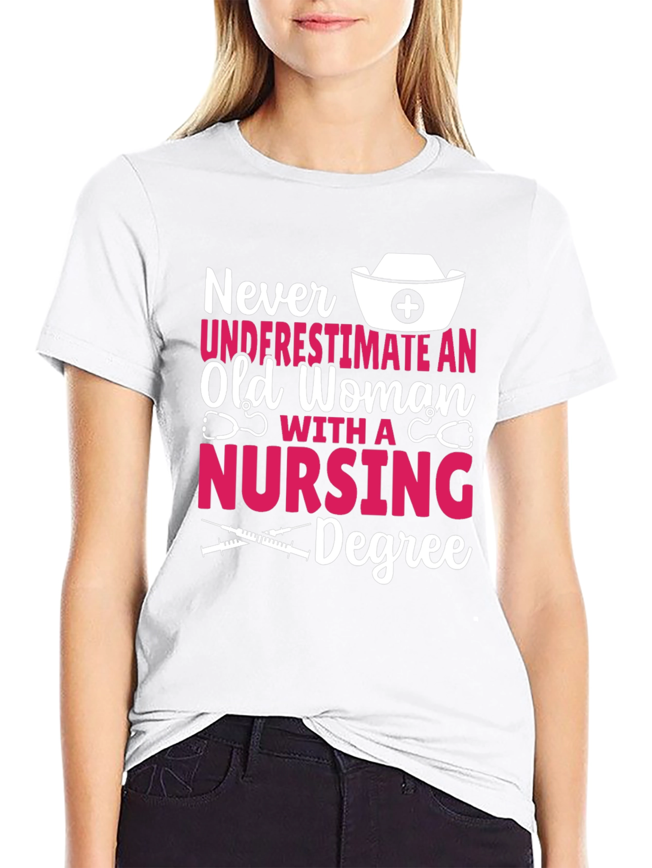Nursing Degree Graphic Tee - Old Woman Power!