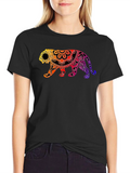 Vibrant Mandala Tiger Graphic Tee - Black