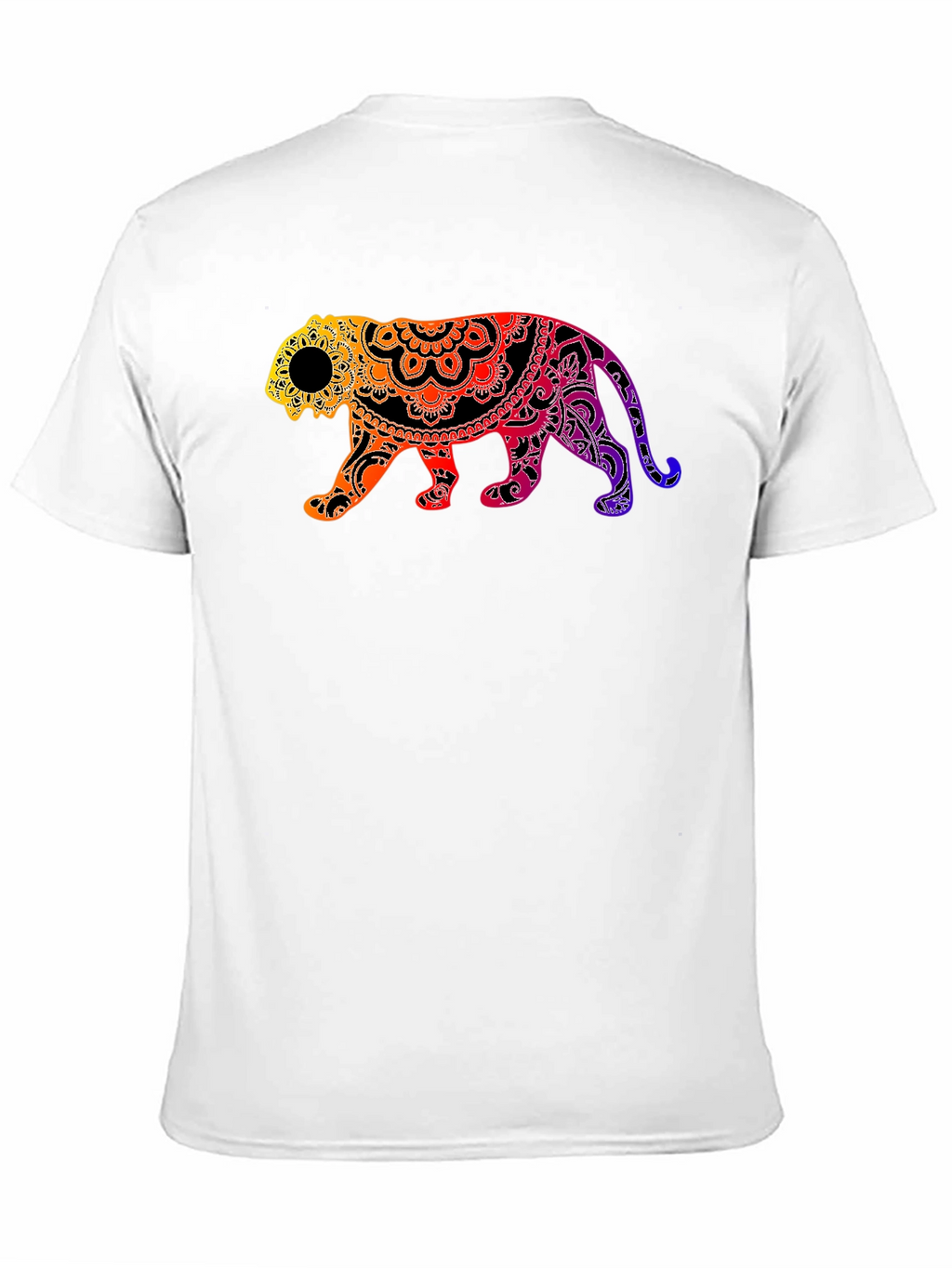 Vibrant Mandala Tiger Graphic Tee - Black