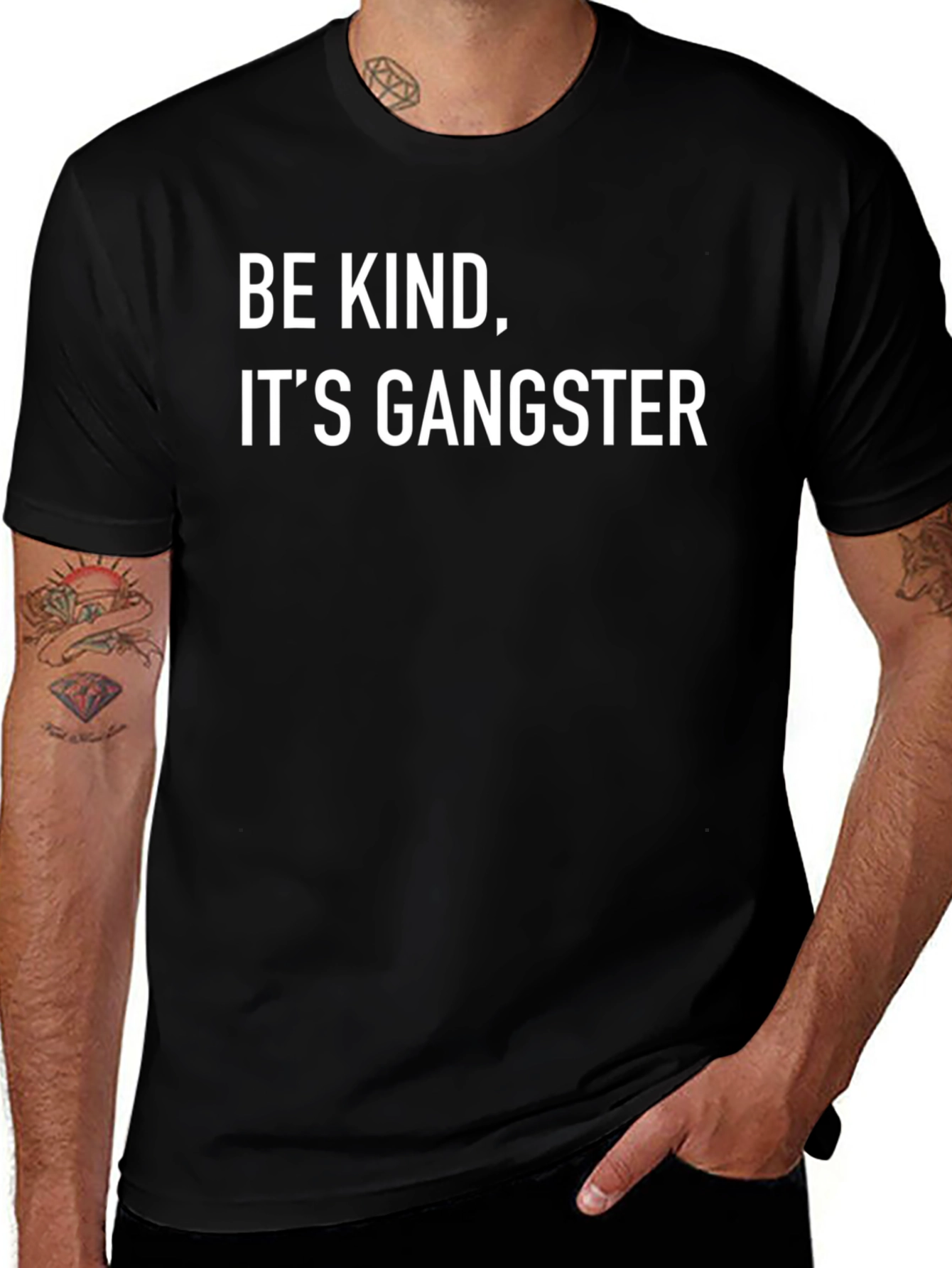 Be Kind Its Gangster Black T-Shirt