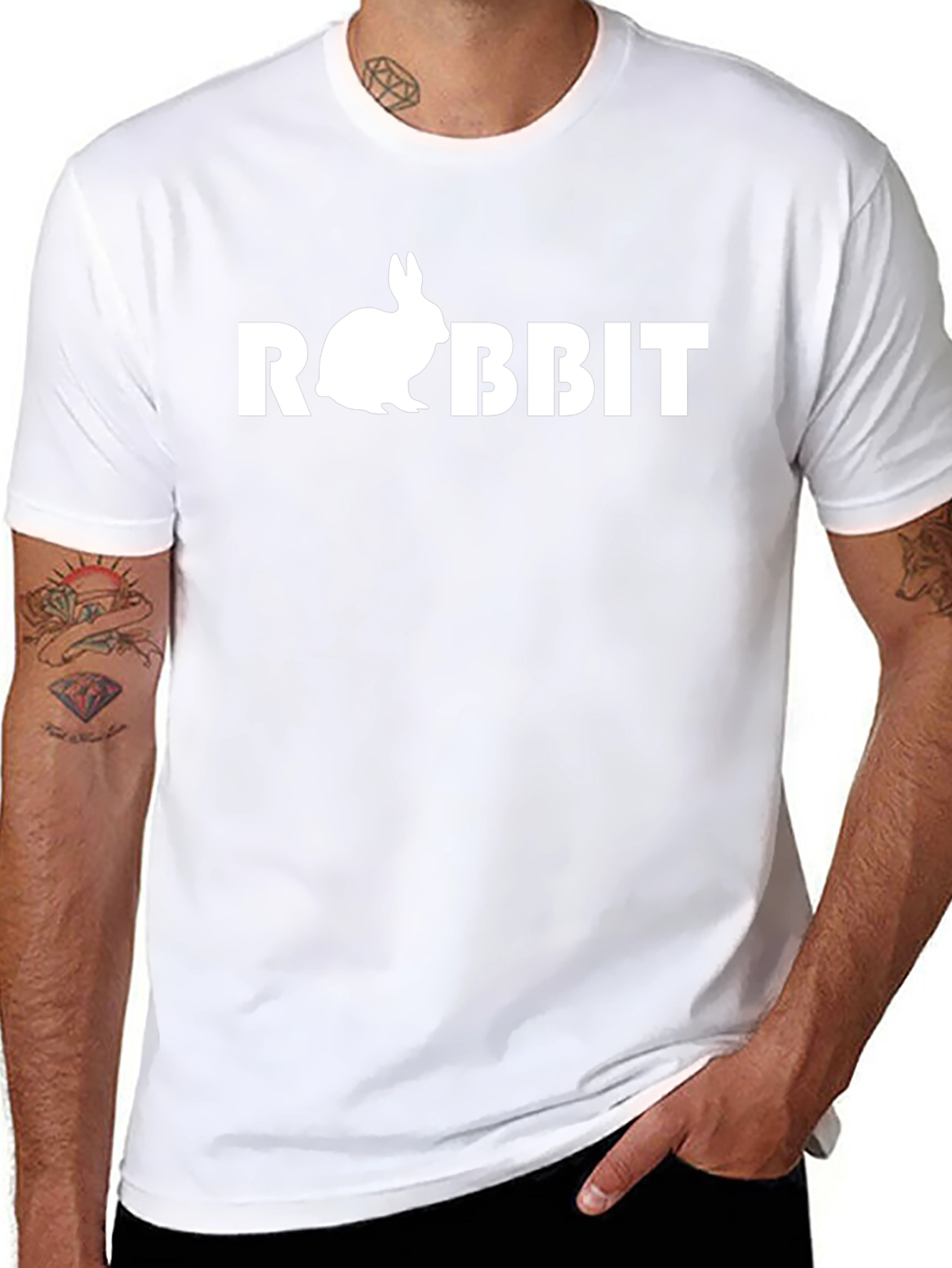 Rabbit Graphic Print Black T-Shirt