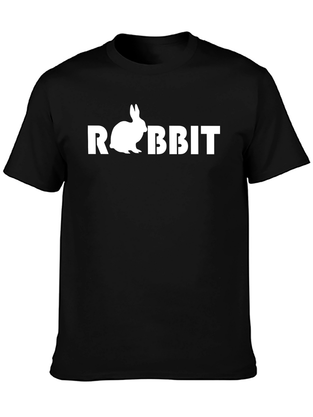 Rabbit Graphic Print Black T-Shirt