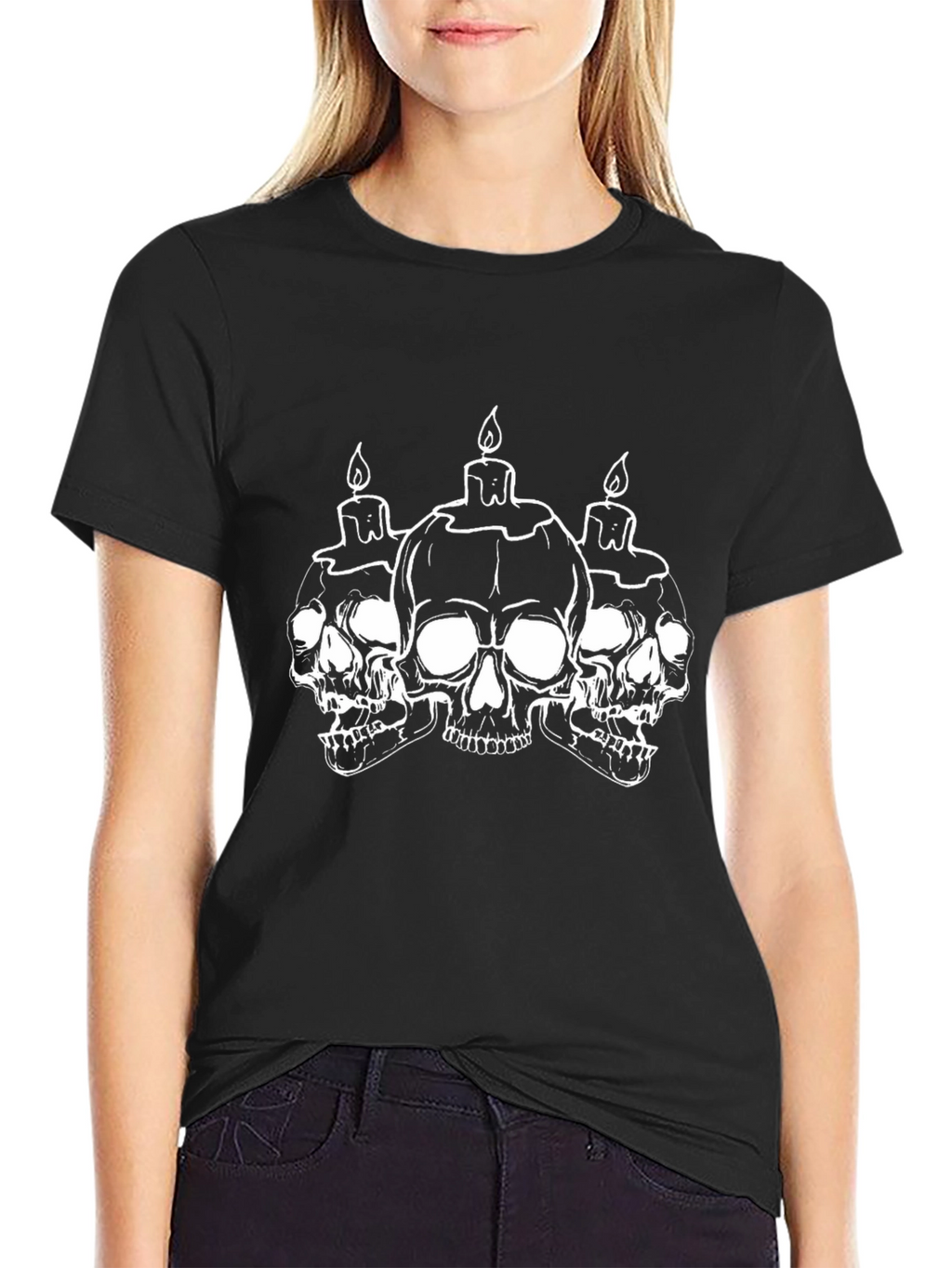 Skull Candle Graphic Tee - Black