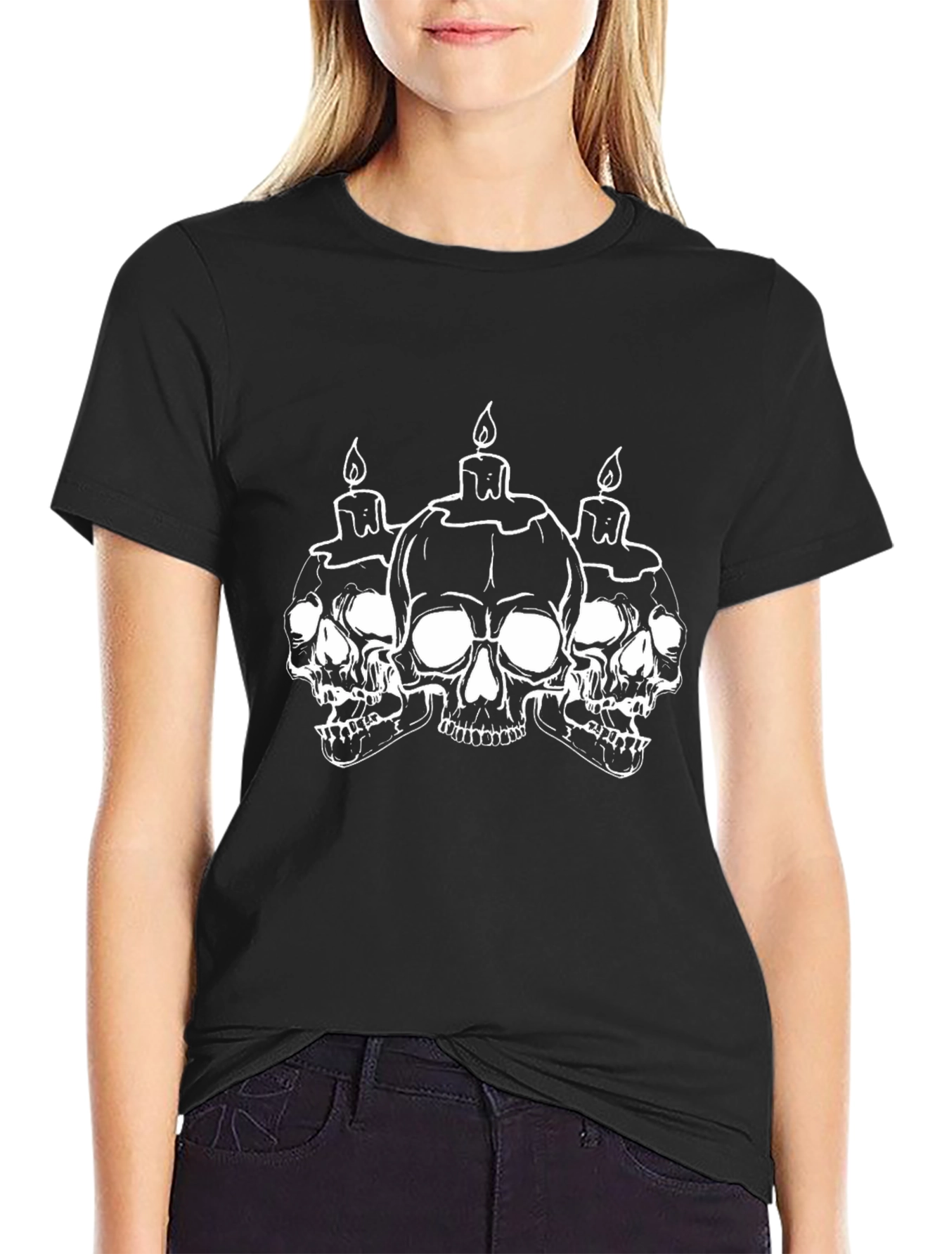Skull Candle Graphic Tee - Black