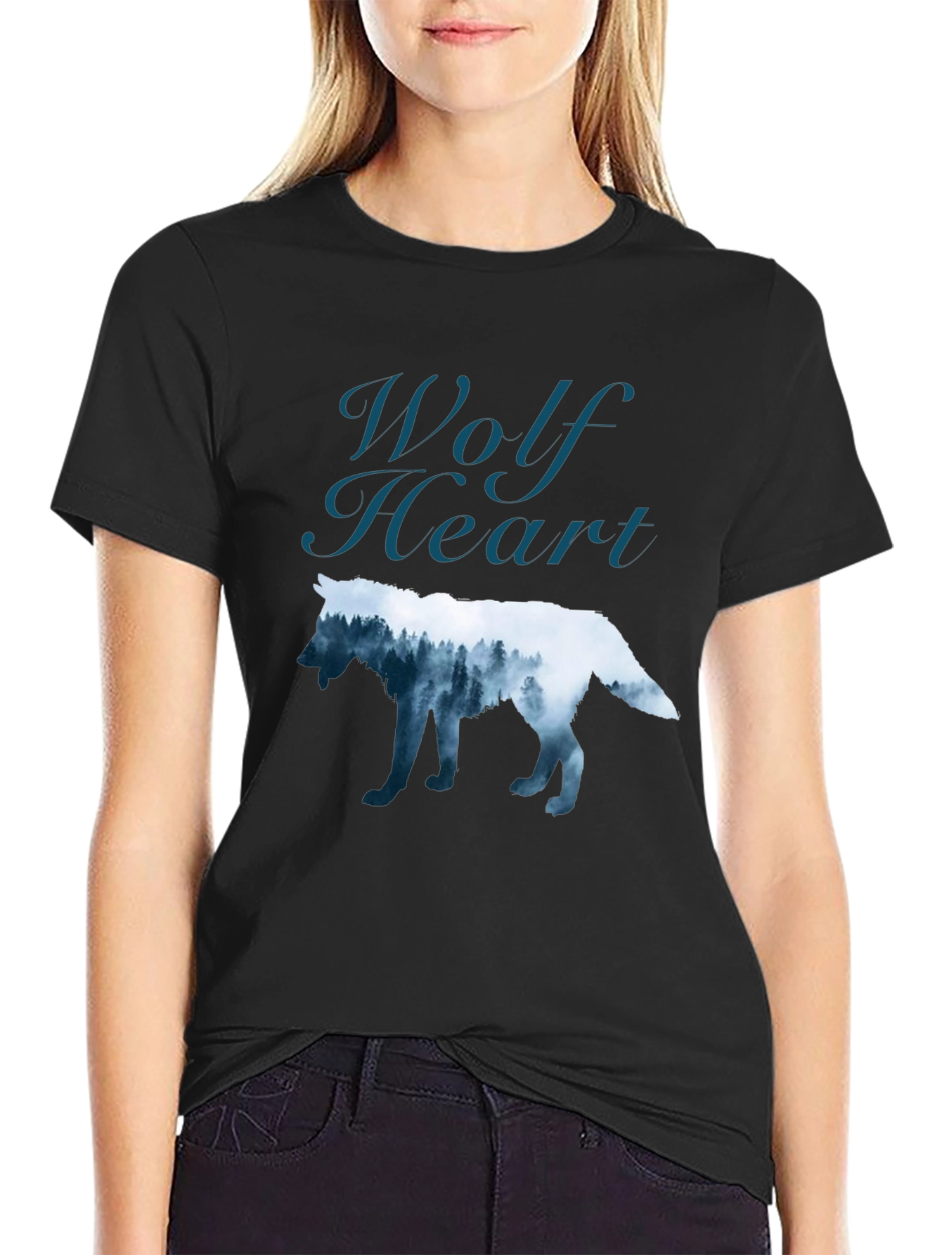 Wolf Heart Graphic T-Shirt - Nature Inspired Design