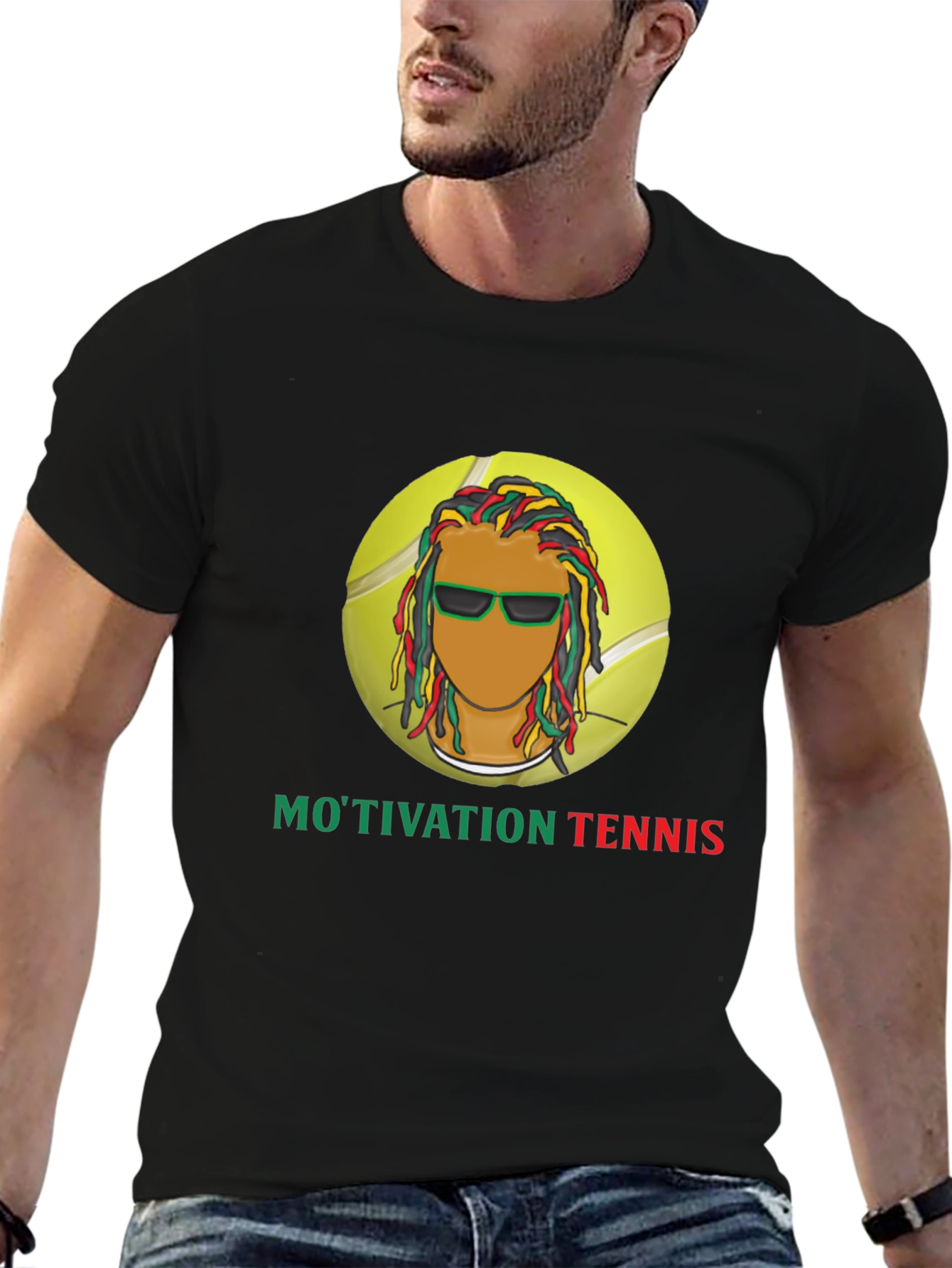 Motivation Tennis Graphic Black T-Shirt